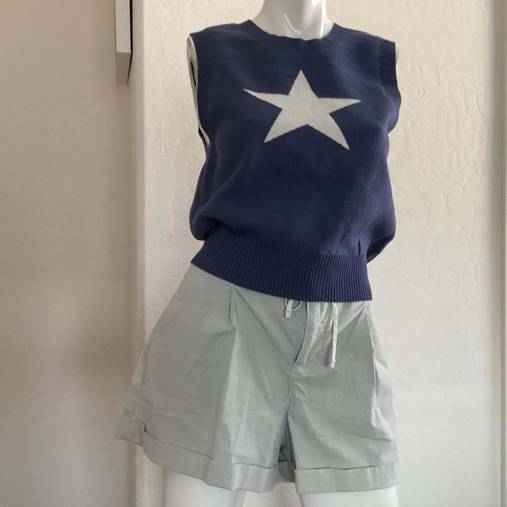 American Eagle, NEW WITH TAGS, high waisted poplin trouser short, blue, sz 10